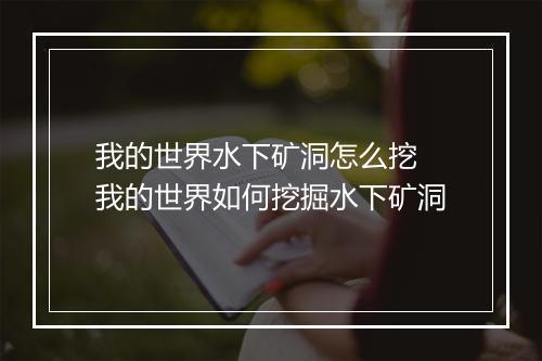 我的世界水下矿洞怎么挖　我的世界如何挖掘水下矿洞