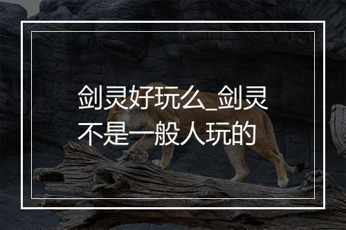 剑灵好玩么_剑灵不是一般人玩的